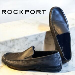Rockport Men’s Black Leather Loafers Classic Slip-On Comfort Driving Moc Shoe